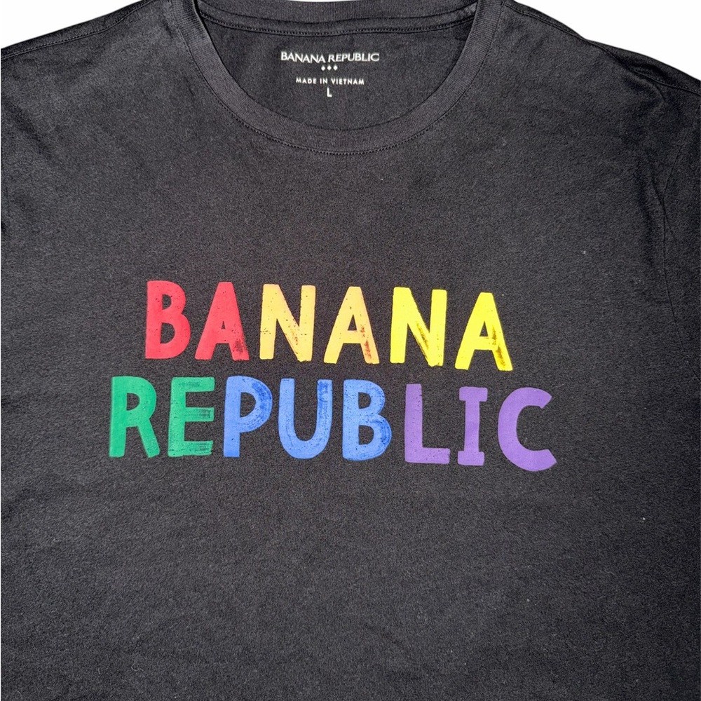 Banana Republic Rainbow Logo Graphic T-Shirt – Black – Size L - Picture 3 of 4